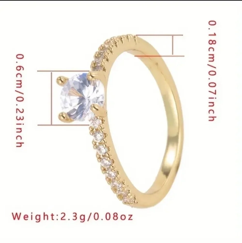 Brilliant Round Cut Simulated Diamonds 14k Gold Plated Engagement Ring